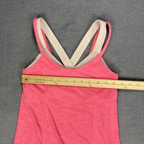Lululemon Tank Top Women 4 Coral Run For Gold Built In Bra Athletic Run Yoga Gym - Picture 7 of 13